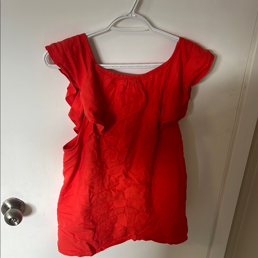 Red Ruffled Women's Top - Picture 3 of 5